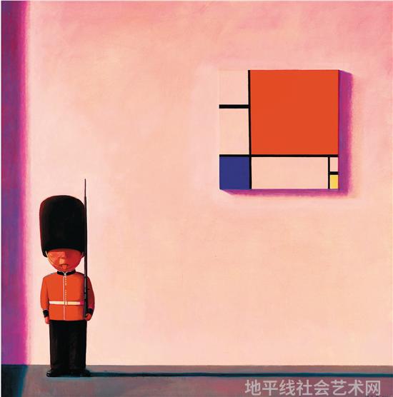刘野 蒙德里安在伦敦 150×150cm 油彩 画布 2001年作 估价：1200万-2200万港币 佳士得成交：2292.5万港元